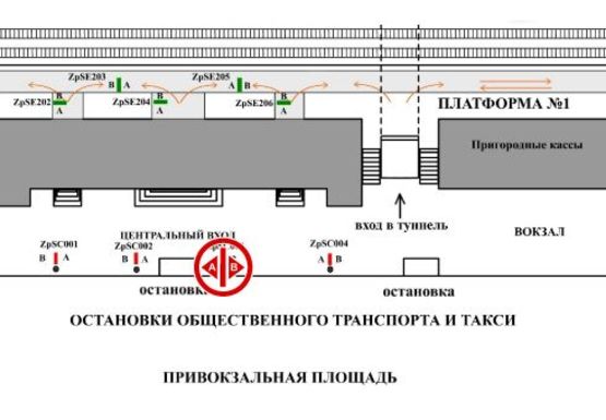 Схема рекламной плоскости по адресу Привокзальная пл.