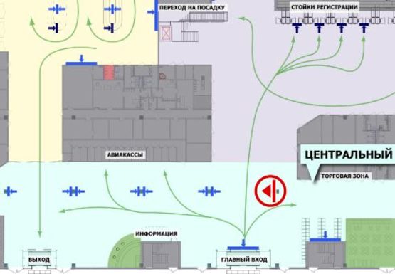 Схема рекламной плоскости по адресу Центральный холл, 1 этаж (Терминал А)