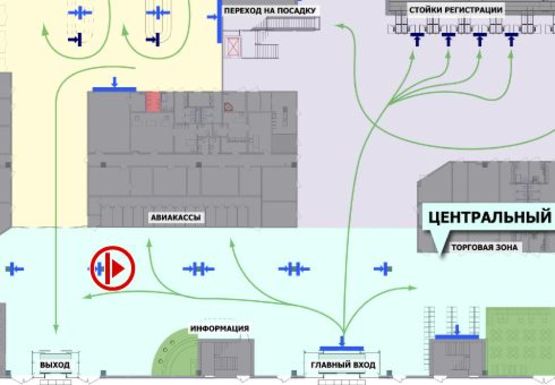 Схема рекламной плоскости по адресу Центральный холл, 1 этаж (Терминал А)