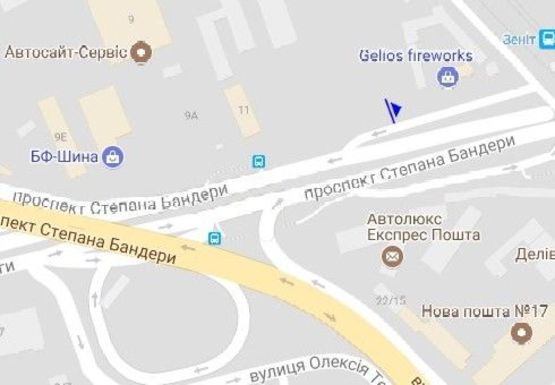 Схема рекламної площини за адресою Бандеры пр., 15а (бывш. Московский пр.)