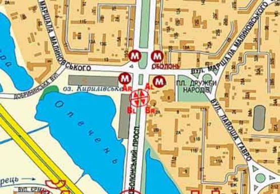 Схема рекламной плоскости по адресу Оболонский пр., 300 м от Малиновского пр.