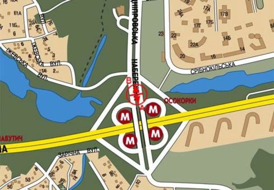 Схема рекламной плоскости по адресу Днепровская набережная, м. Осокорки