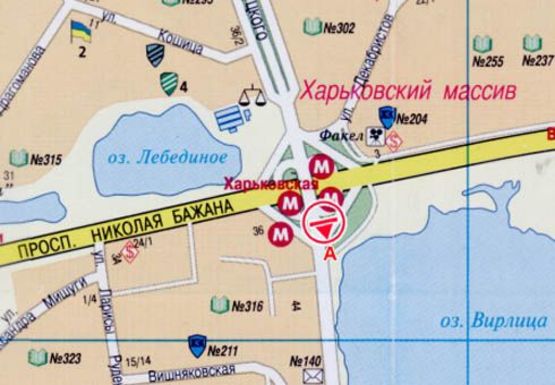 Схема рекламної площини за адресою Ревуцкого ул., выезд на Бажана пр.