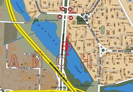 Схема рекламной плоскости по адресу Оболонский пр., эл. опора №30