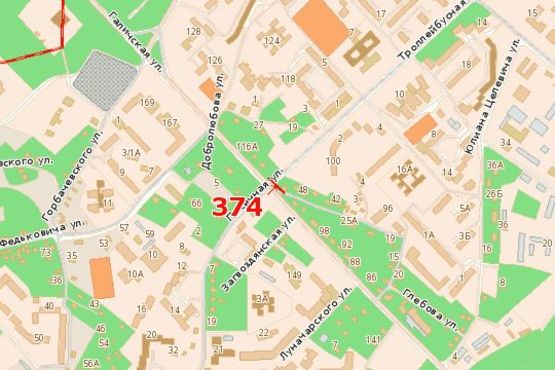 Схема рекламной плоскости по адресу Галицька вул. - Тролейбусна вул.