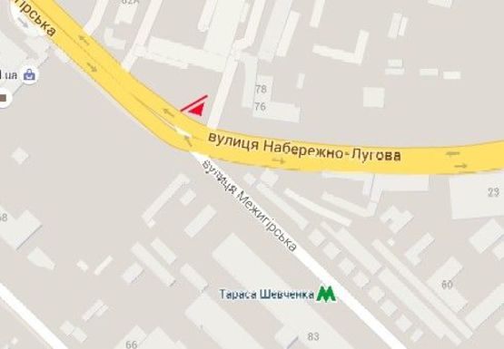 Схема рекламної площини за адресою Межигорская ул. - Набережно-Луговая ул.