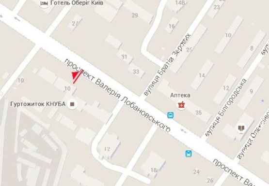 Схема рекламної площини за адресою Лобановского пр., 10  (бывш. Краснозвездный пр.)