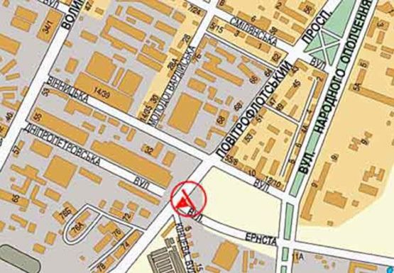 Схема рекламной плоскости по адресу Воздухофлотский пр. - Эрнста ул.