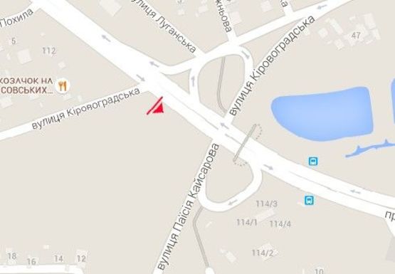 Схема рекламной плоскости по адресу Лобановского пр.  (бывш. Краснозвездный пр.) - Кировоградская ул.