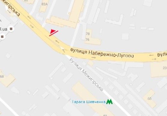 Схема рекламной плоскости по адресу Межигорская ул., 82а