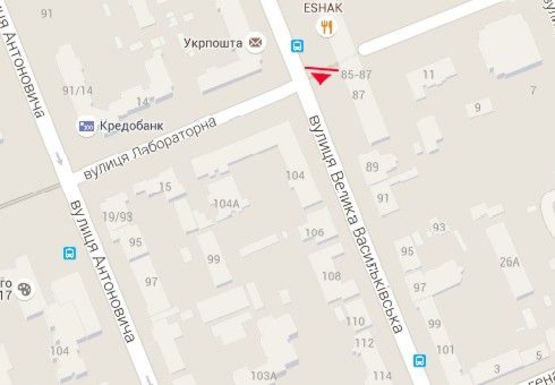 Схема рекламной плоскости по адресу Большая Васильковская ул., 85 - 87