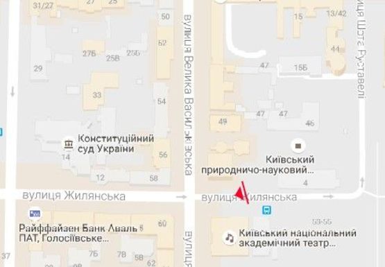 Схема рекламної площини за адресою Большая Васильковская ул., 51 - Шота Руставели ул.