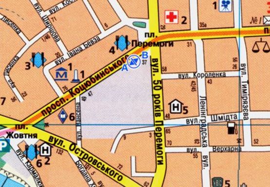 Схема рекламной плоскости по адресу Коцюбинского ул., 37