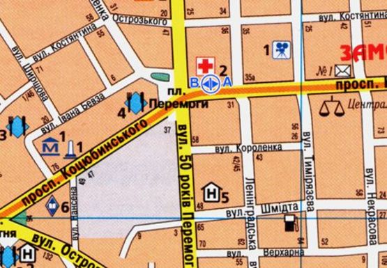 Схема рекламної площини за адресою Коцюбинского пр., ТЦ Проспект