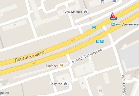 Схема рекламної площини за адресою Донецкое шоссе, 11