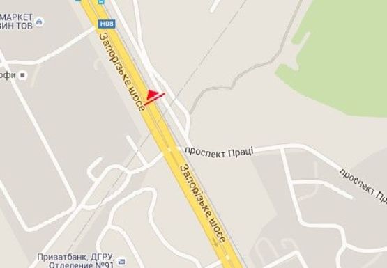 Схема рекламної площини за адресою Запорожское шоссе - Труда пр.