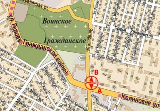 Схема рекламної площини за адресою Янтарная ул. - Калиновая ул.