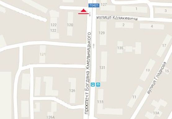 Схема рекламної площини за адресою Богдана Хмельницкого пр., 120 - Казакевича ул.