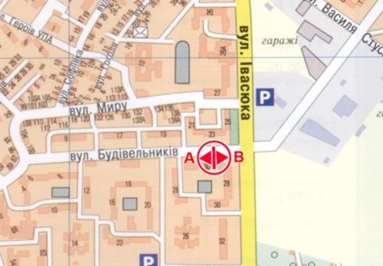 Схема рекламной плоскости по адресу Иоанна Павла ІІ ул., 30 (ранее Строителей ул.)