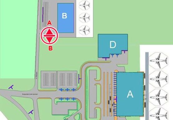 Схема рекламной плоскости по адресу Площадь перед входом/въездом в Терминала (Терминал В)
