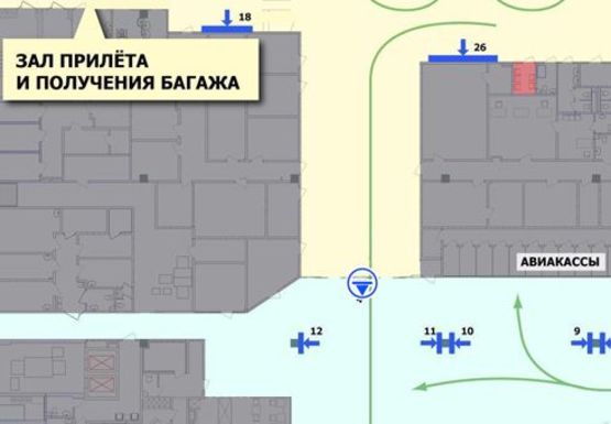 Схема рекламної площини за адресою Центральный холл, 1 этаж (Терминал А)