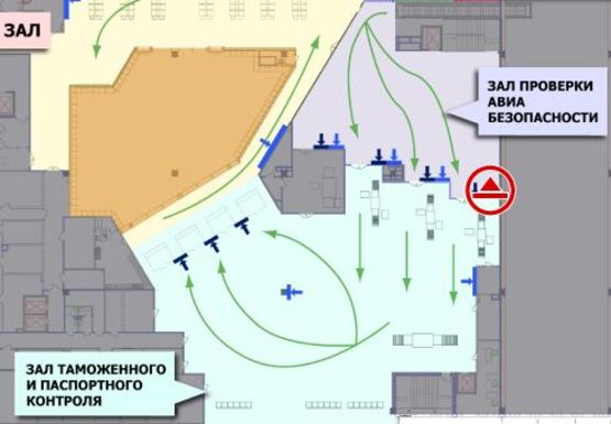 Схема рекламной плоскости по адресу Зал проверки авиа безопасности, 2 этаж  (Терминал А)