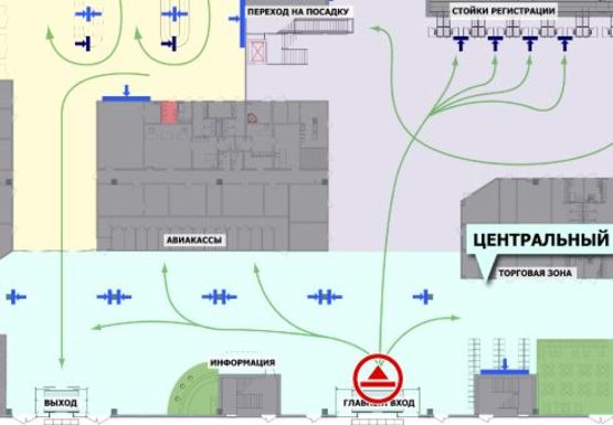 Схема рекламной плоскости по адресу Центральный холл, 1 этаж (Терминал А)