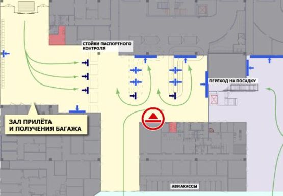 Схема рекламной плоскости по адресу Зал получения багажа, 1 этаж (Терминал А)