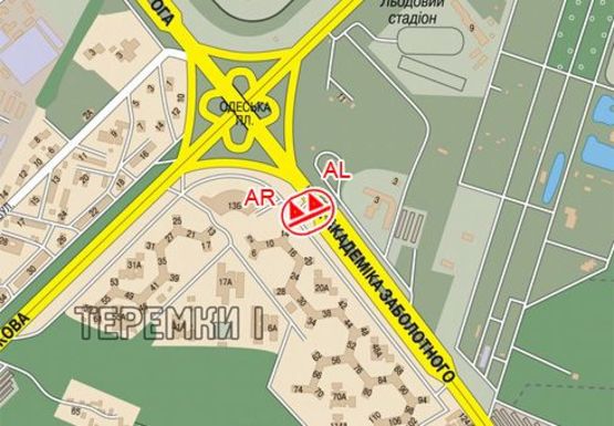 Схема рекламной плоскости по адресу Академика Заболотного ул., 12