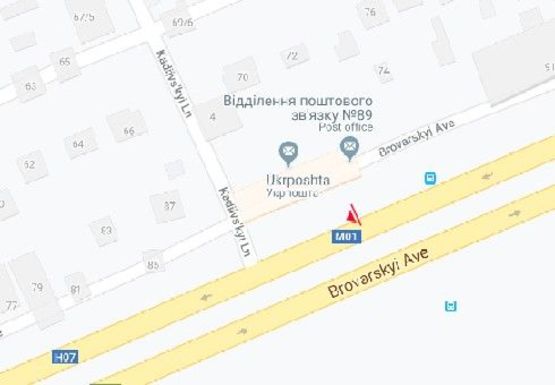 Схема рекламной плоскости по адресу Броварской пр. (эл.оп. №241)