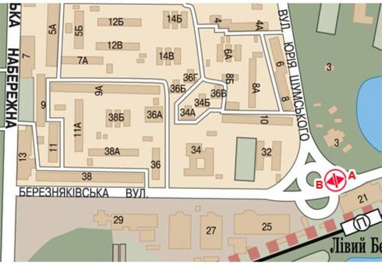 Схема рекламной плоскости по адресу Березняковская ул., 21а, на разделителе
