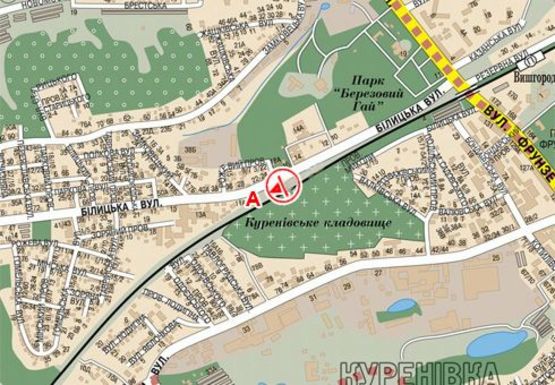 Схема рекламной плоскости по адресу Белицкая ул., 700м до Вышгородской ул.