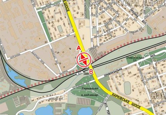 Схема рекламной плоскости по адресу Харьковское шоссе - Фанерная ул.