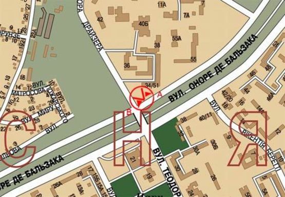 Схема рекламной плоскости по адресу Бальзака ул. - Драйзера ул.