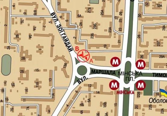 Схема рекламной плоскости по адресу Зои Гайдай ул. - Тимошенко ул.