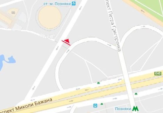 Схема рекламної площини за адресою Григоренко Петра пр. - Бажана пр., №2