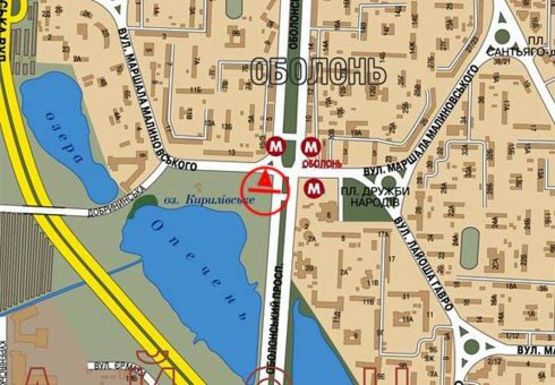 Схема рекламной плоскости по адресу Оболонский пр., эл. опора №49