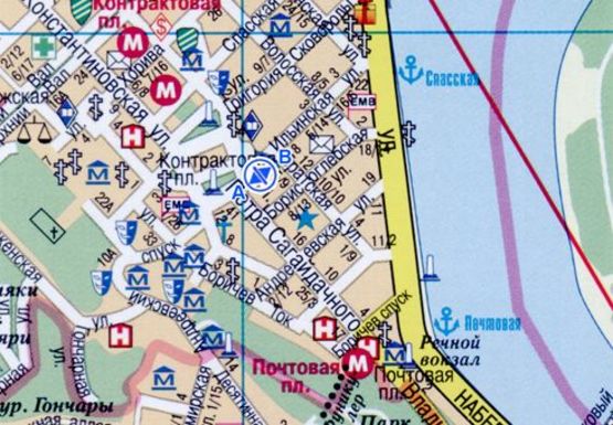 Схема рекламної площини за адресою Контрактовая пл., 2