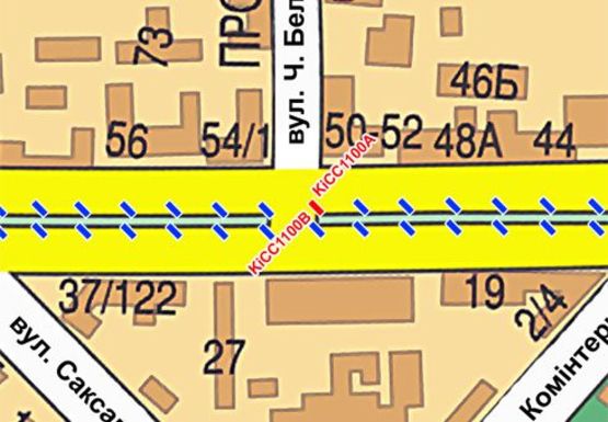 Схема рекламної площини за адресою Шевченко б-р