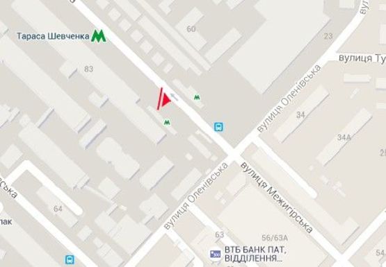 Схема рекламной плоскости по адресу Межигорская ул., ст.м. Тараса Шевченка