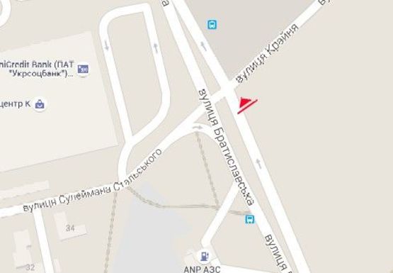 Схема рекламної площини за адресою Братиславская ул. - Крайняя ул.