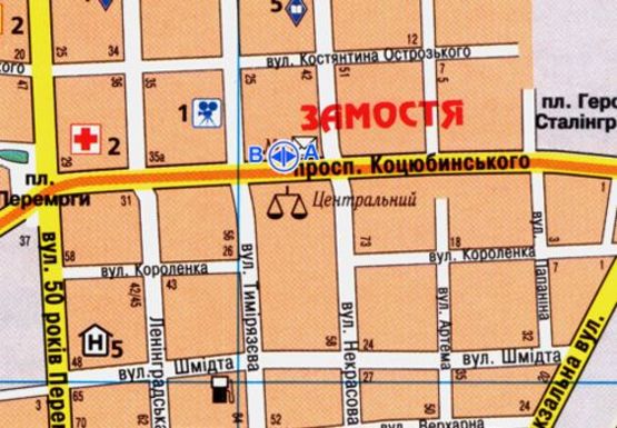 Схема рекламної площини за адресою Коцюбинского ул., 30