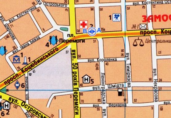 Схема рекламної площини за адресою Коцюбинского ул., 56