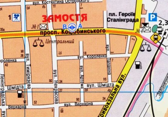 Схема рекламної площини за адресою Коцюбинского ул., 24