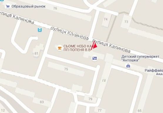 Схема рекламної площини за адресою Калиновая ул., 53