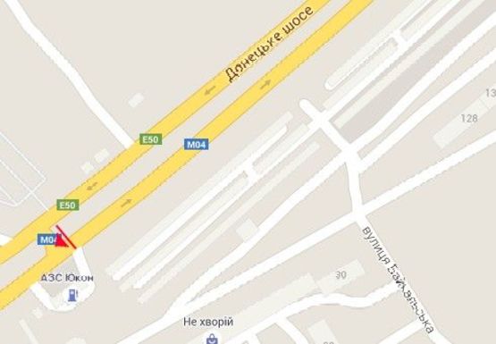 Схема рекламної площини за адресою Донецкое шоссе - Березинская ул.