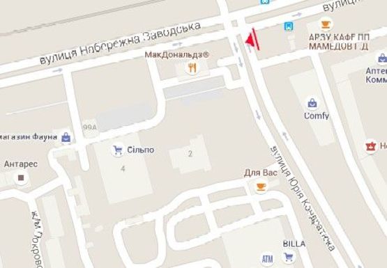 Схема рекламной плоскости по адресу Заводская Набережная ул. - Юрия Кондратюка ул.