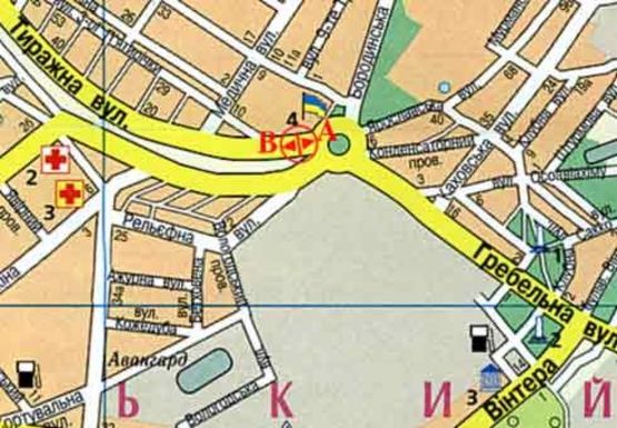 Схема рекламної площини за адресою Тиражная ул. - Плотинная ул.