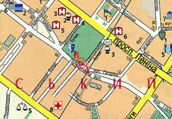 Схема рекламної площини за адресою Центральный б-р. - Патриотическая ул., Гагарина ул.