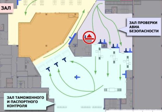 Схема рекламной плоскости по адресу Зал проверки авиа безопасности, 2 этаж  (Терминал А)